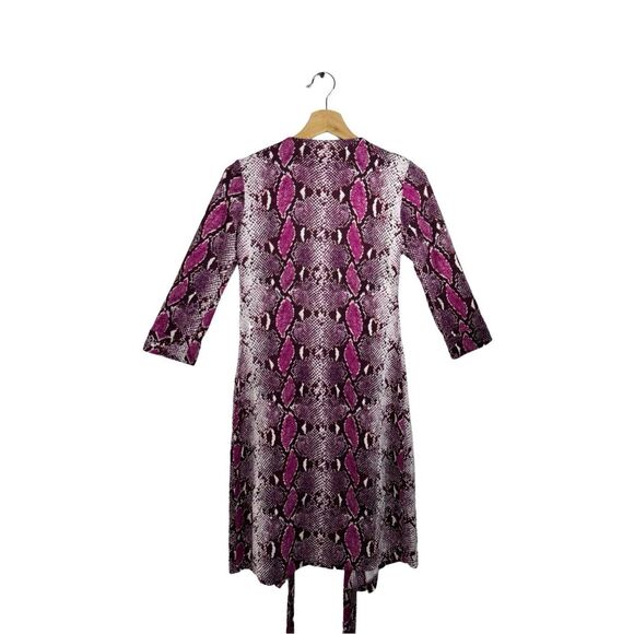Diane Von Furstenberg Purple Snakeskin Print New Julian Two Wrap Dress Size 8 - Picture 11 of 12
